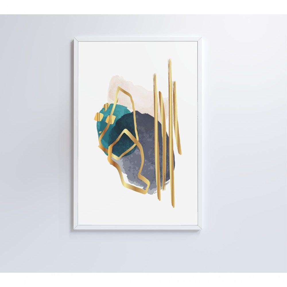 Quadro Abstrato Linhas Douradas 80x120 Cm Tecido Canvas - 2