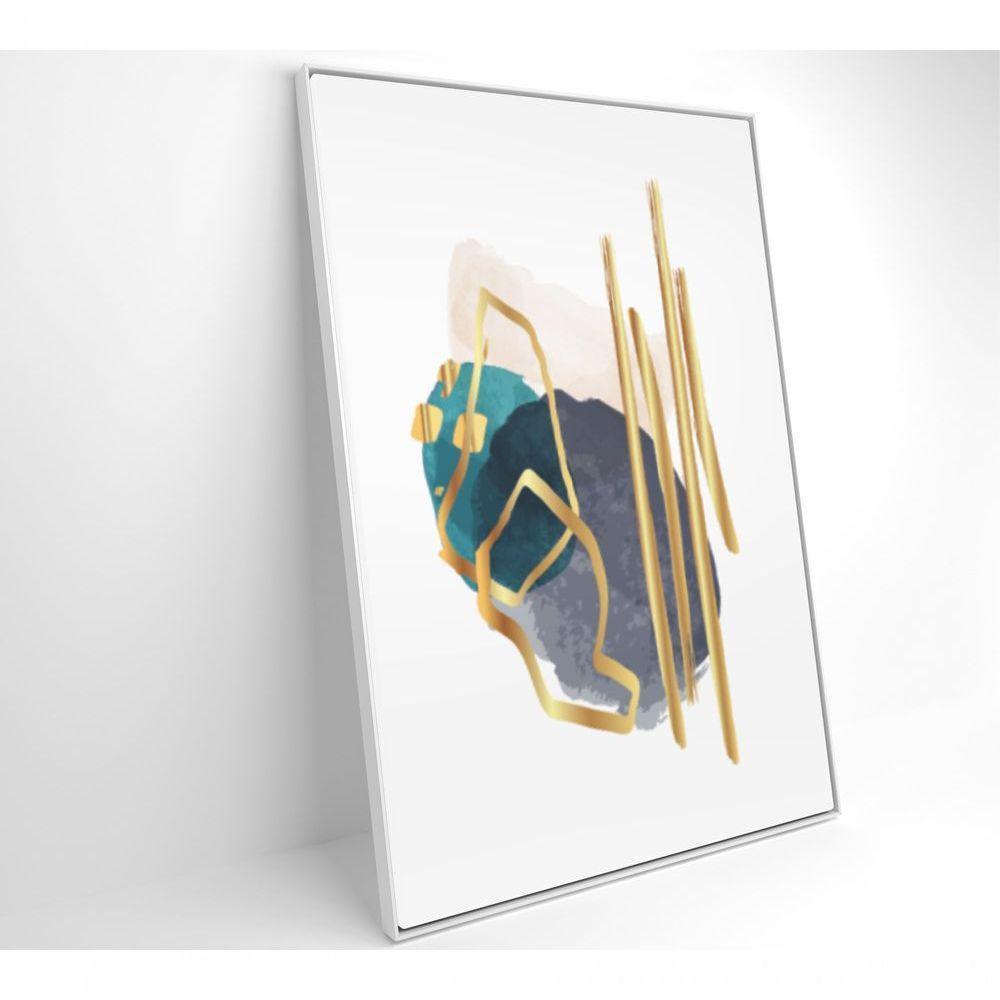 Quadro Abstrato Linhas Douradas 80x120 Cm Tecido Canvas - 6