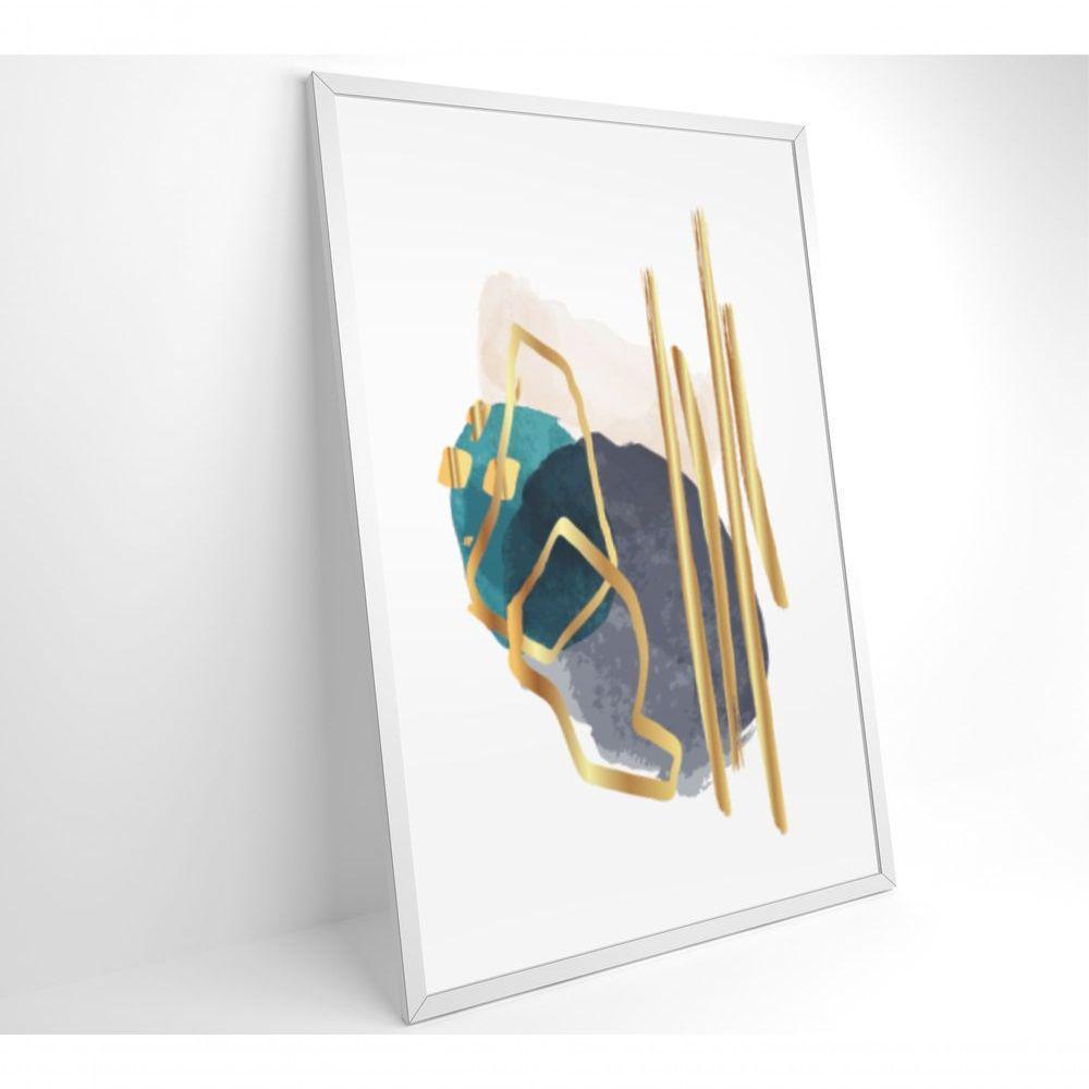 Quadro Abstrato Linhas Douradas 80x120 Cm Tecido Canvas - 8