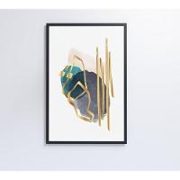 Quadro Abstrato Linhas Douradas 80x120 Cm Tecido Canvas - 5