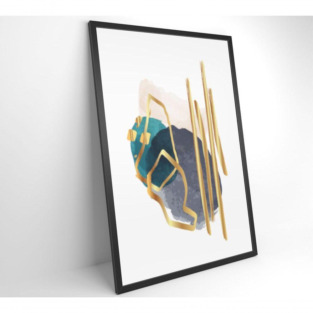 Quadro Abstrato Linhas Douradas 60x90 Cm Vidro Impresso - 7