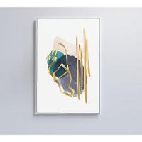 Quadro Abstrato Linhas Douradas 60x90 Cm Vidro Impresso - 1