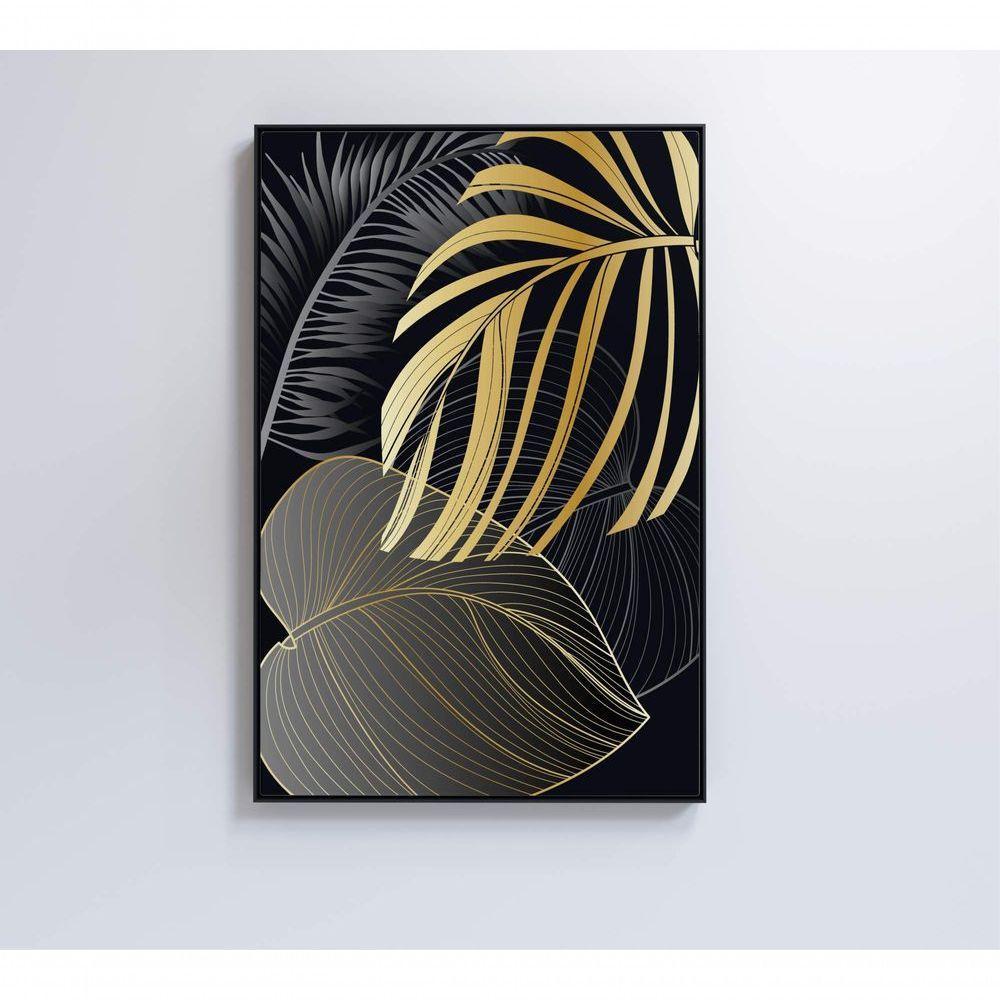 Quadro Folhas Douradas 3 40x60 Cm Tecido Canvas - 4