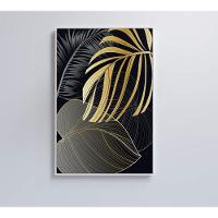 Quadro Folhas Douradas 3 40x60 Cm Tecido Canvas - 1