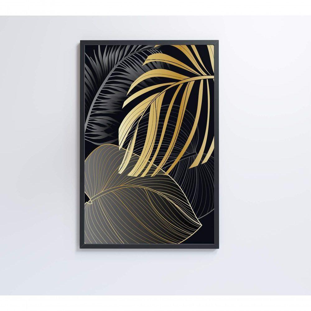 Quadro Folhas Douradas 3 40x60 Cm Adesivo Fotográfico - 2