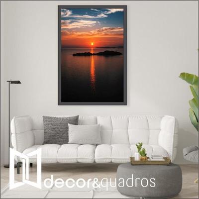 Quadro Por Do Sol No Mar 2 80x120 Cm Vidro Impresso