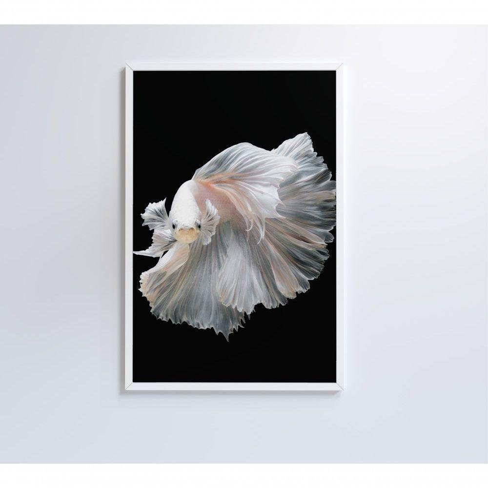 Quadro Peixe Beta Branco 80x120 Cm Tecido Canvas - 4