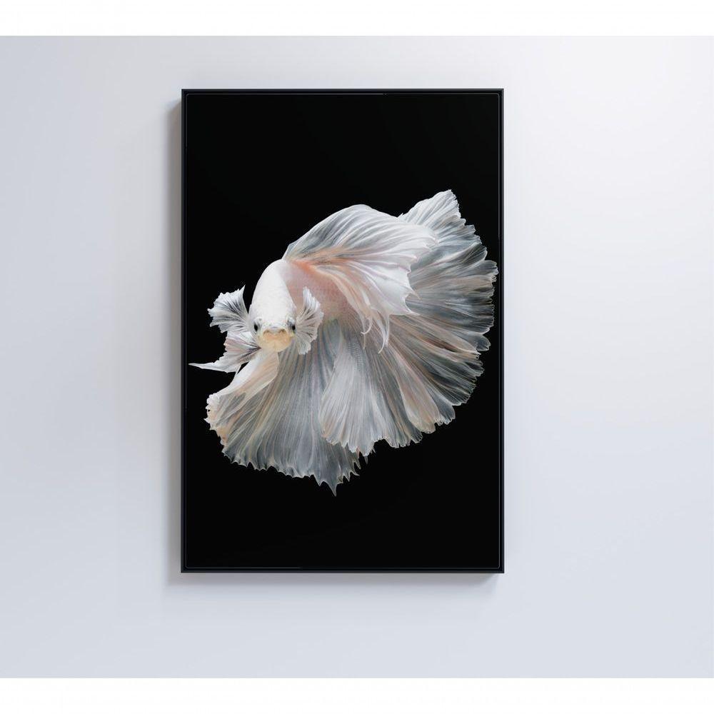 Quadro Peixe Beta Branco 80x120 Cm Tecido Canvas - 5