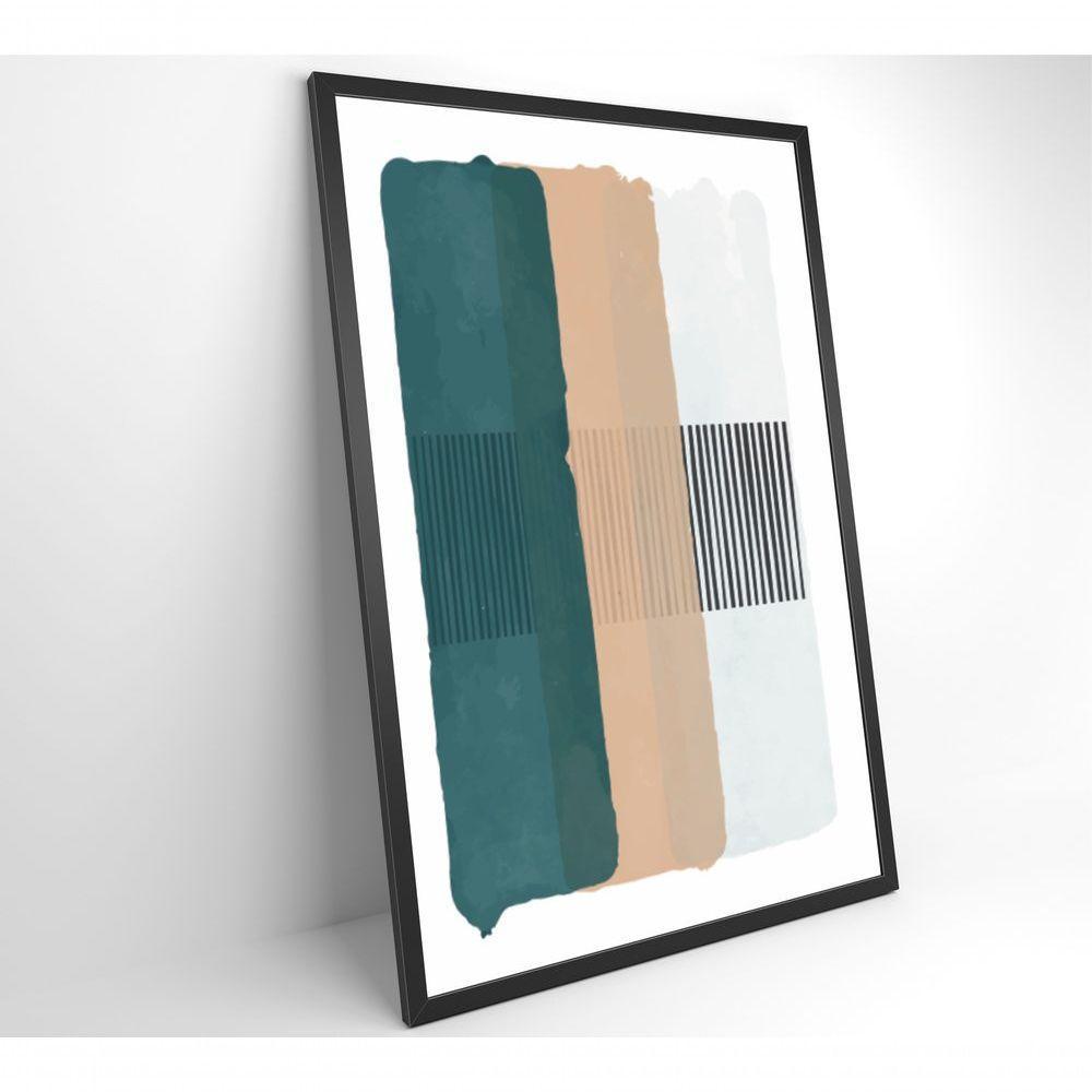 Quadro Abstrato Verde, Bege E Branco 60x90 Cm Tecido Canvas - 6