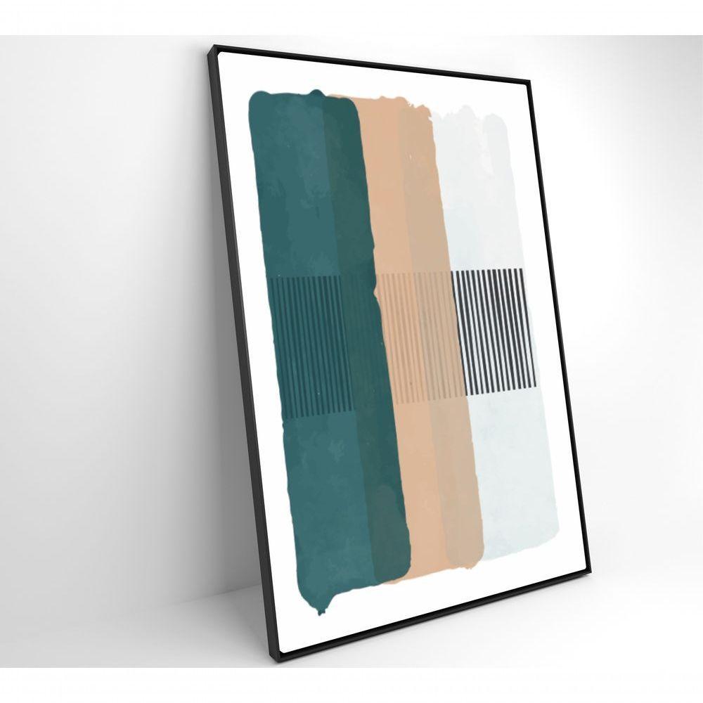 Quadro Abstrato Verde, Bege E Branco 60x90 Cm Tecido Canvas - 7