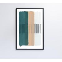 Quadro Abstrato Verde, Bege E Branco 60x90 Cm Tecido Canvas - 3