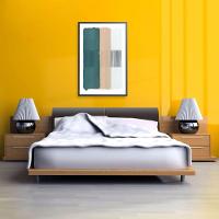 Quadro Abstrato Verde, Bege E Branco 60x90 Cm Vidro Impresso - 1