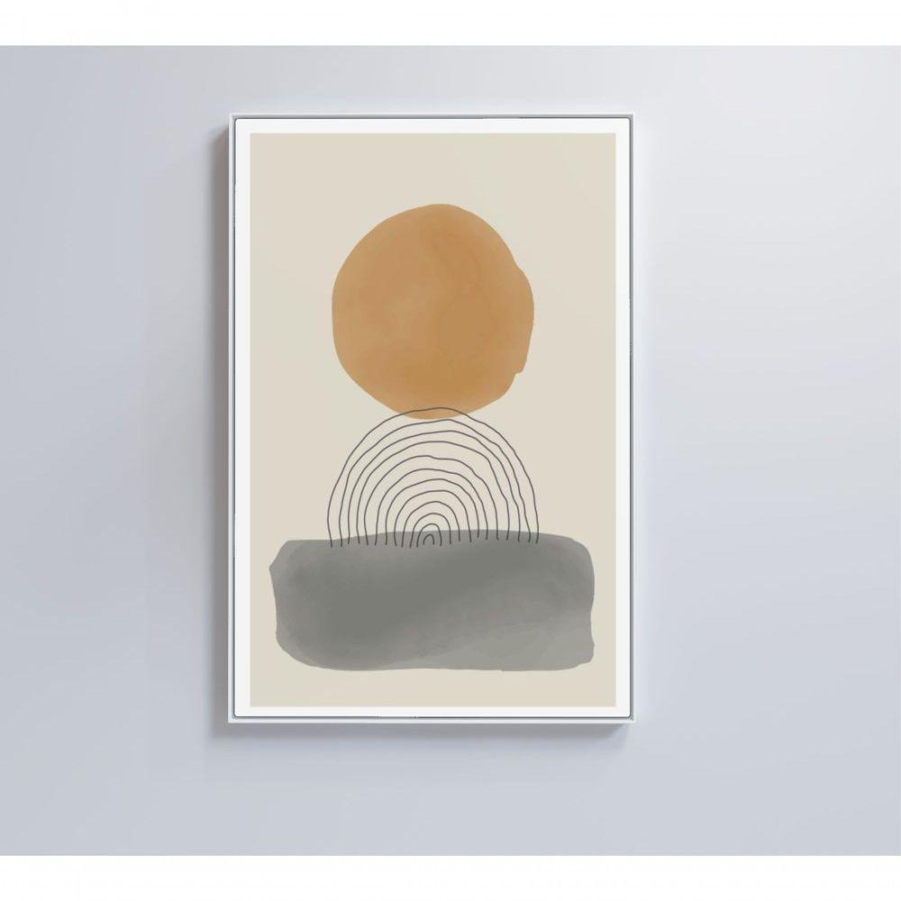 Quadro Abstrato Circulo E Retângulo 90x60 Cm Vidro Impresso - 1