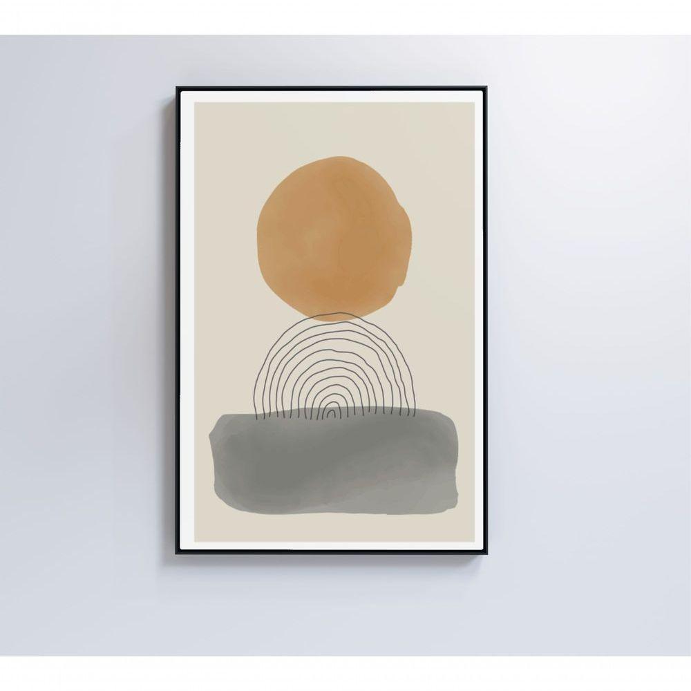 Quadro Abstrato Circulo E Retângulo 90x60 Cm Vidro Impresso - 2