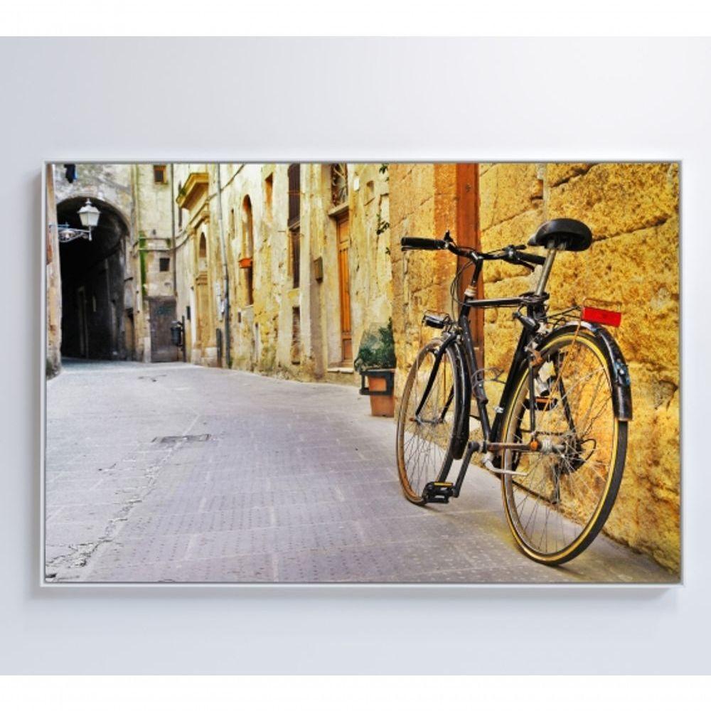Quadro Bicicleta Clássica Na Viela 120x80 Cm Tecido Canvas - 1