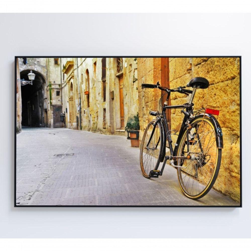Quadro Bicicleta Clássica Na Viela 120x80 Cm Tecido Canvas - 2