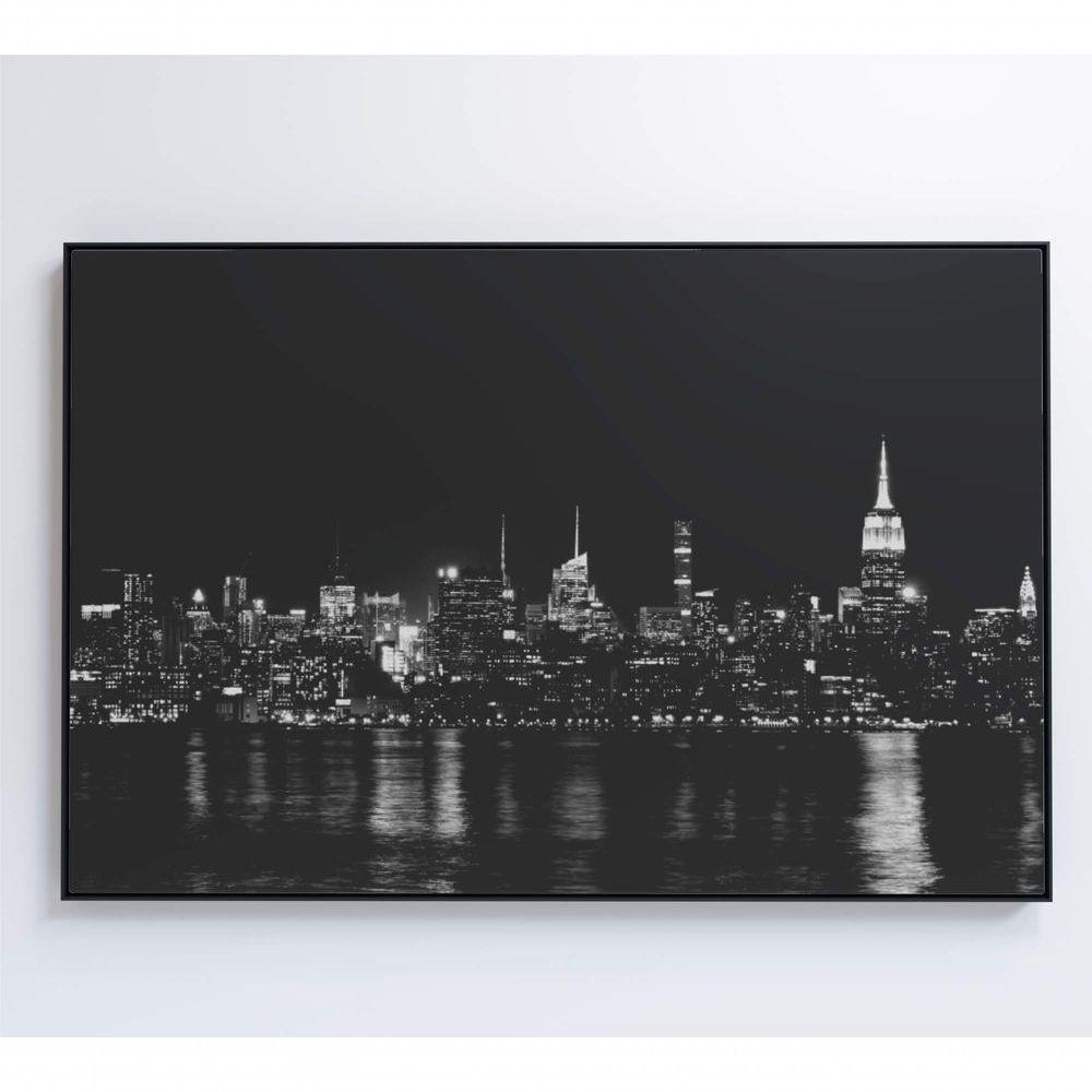 Quadro Rio Hudson Preto E Branco 60x40 Cm Vidro Impresso - 3