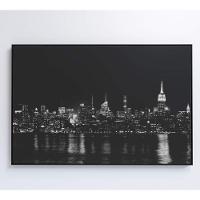 Quadro Rio Hudson Preto E Branco 60x40 Cm Vidro Impresso - 3