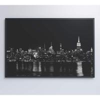 Quadro Rio Hudson Preto E Branco 90x60 Cm Tecido Canvas