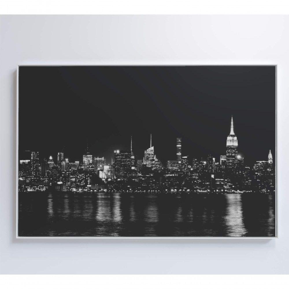 Quadro Rio Hudson Preto E Branco 120x80 Cm Tecido Canvas - 2