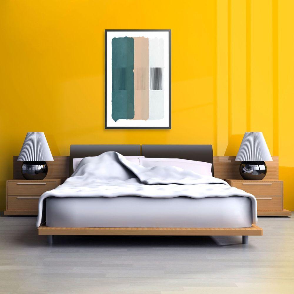 Quadro Abstrato Verde, Bege E Branco 80x120 Cm Tecido Canvas - 1