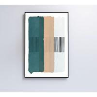 Quadro Abstrato Verde, Bege E Branco 80x120 Cm Tecido Canvas - 5