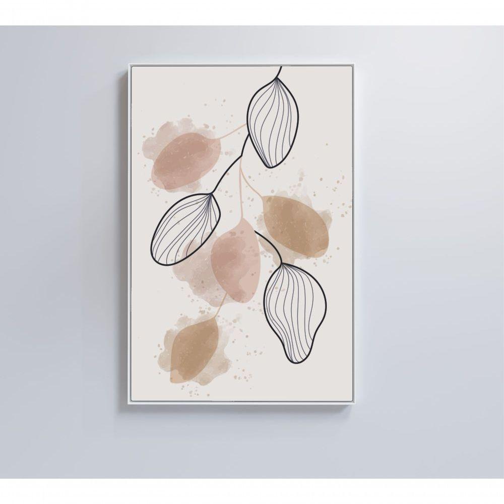 Quadro Abstrato Folhas 90x60 Cm Tecido Canvas - 1