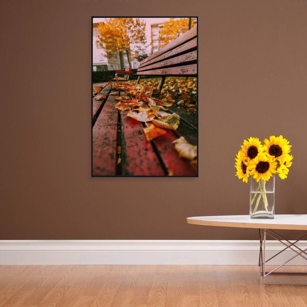 Quadro Branco Praça Outono 90x60 Cm Vidro Impresso - 1