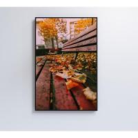 Quadro Branco Praça Outono 90x60 Cm Vidro Impresso