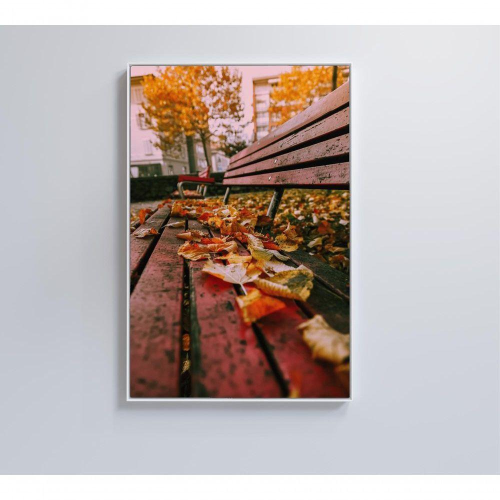 Quadro Branco Praça Outono 60x40 Cm Tecido Canvas - 5