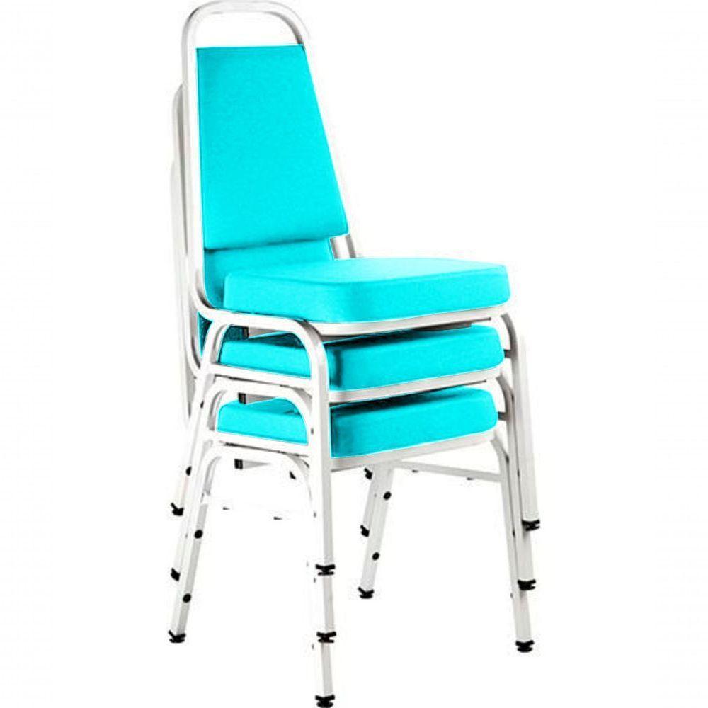 Kit Com 3 Cadeiras Empilháveis Linha Hotel Plus Verde - 1