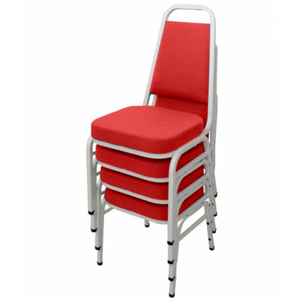 Kit Com 4 Cadeiras Empilháveis Linha Hotel Plus Vermelho. - 1