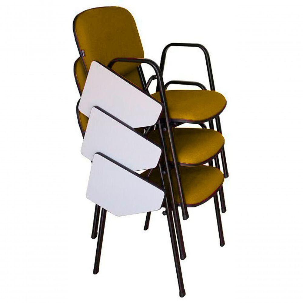 03 Cadeiras Universitárias Linha Hotel Auditório Amarelo - 1