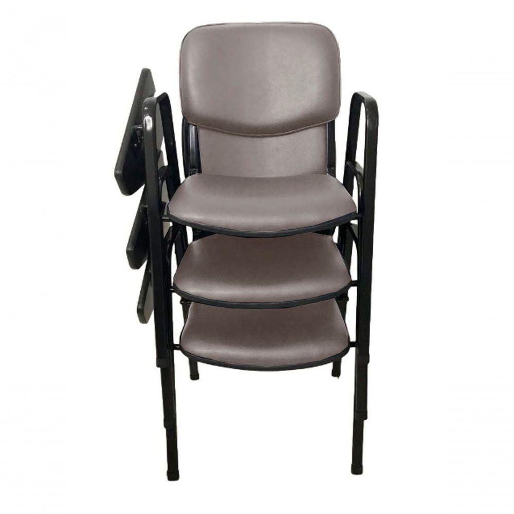 03 Cadeiras Universitárias Linha Hotel Auditório Cinza - 2