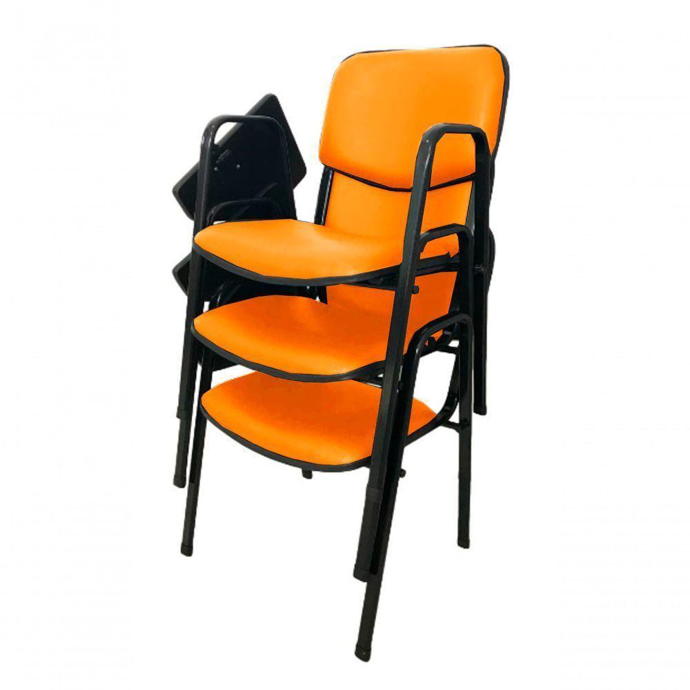 03 Cadeiras Universitárias Linha Hotel Auditório Laranja - 1