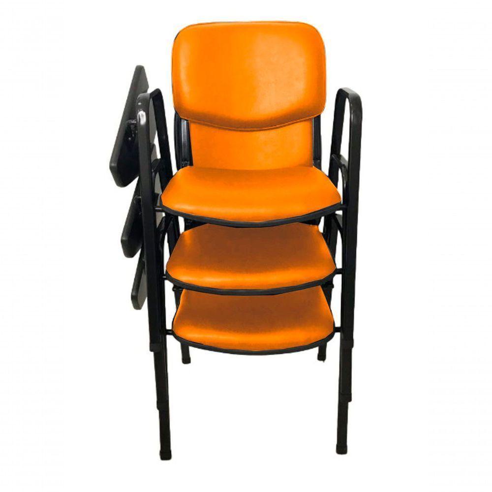 03 Cadeiras Universitárias Linha Hotel Auditório Laranja - 2