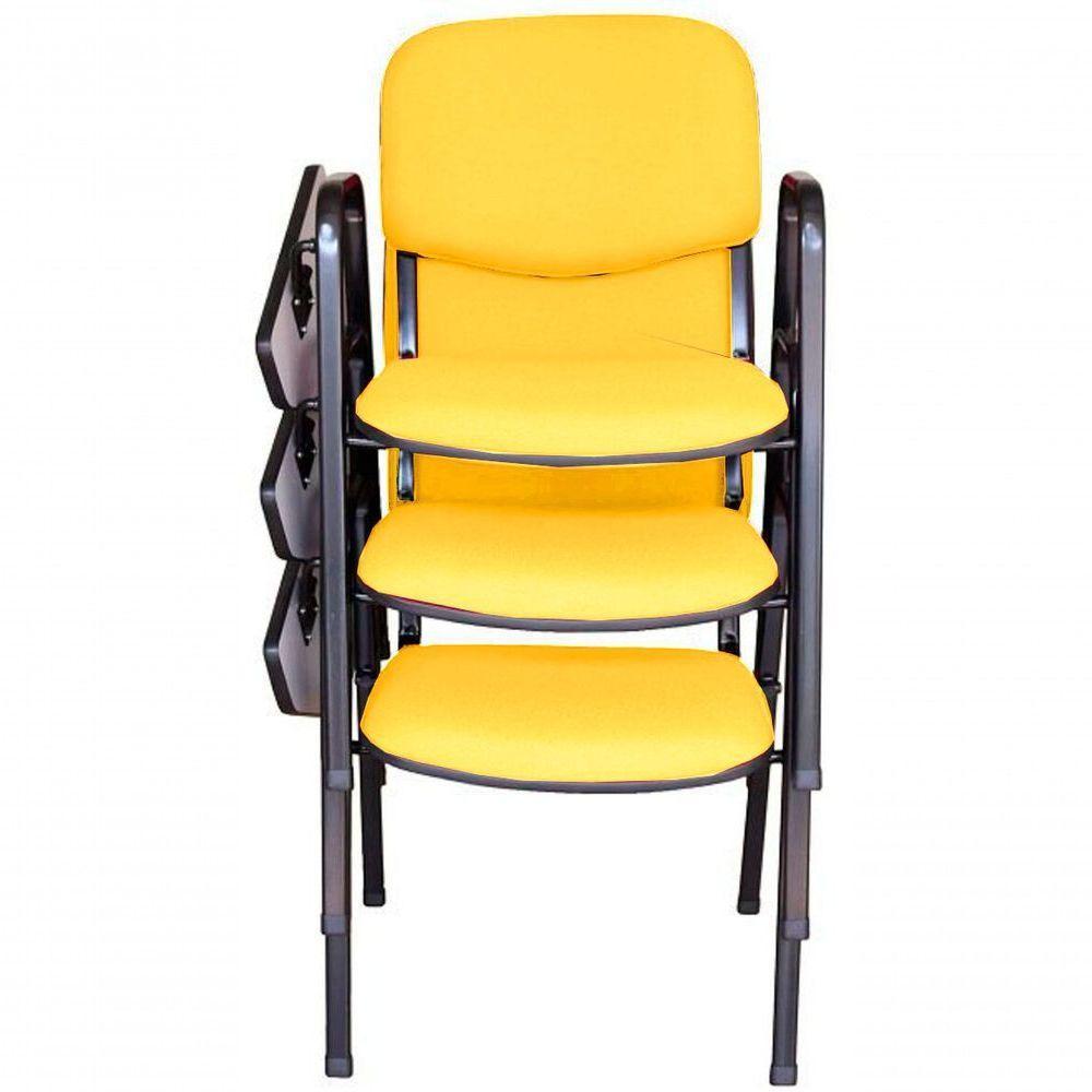 03 Cadeiras Universitárias Linha Hotel Auditório Amarelo - 2
