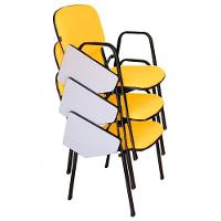 03 Cadeiras Universitárias Linha Hotel Auditório Amarelo - 1