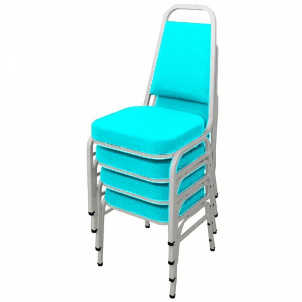 Kit Com 4 Cadeiras Empilháveis Linha Hotel Plus Verde - 1