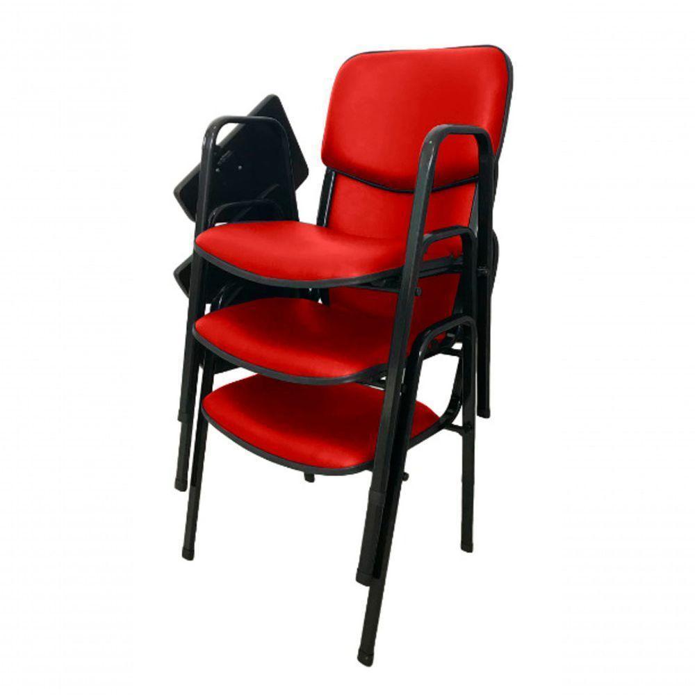 03 Cadeiras Universitárias Linha Hotel Auditório Vermelho - 1