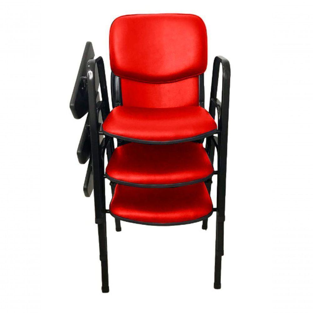 03 Cadeiras Universitárias Linha Hotel Auditório Vermelho - 2