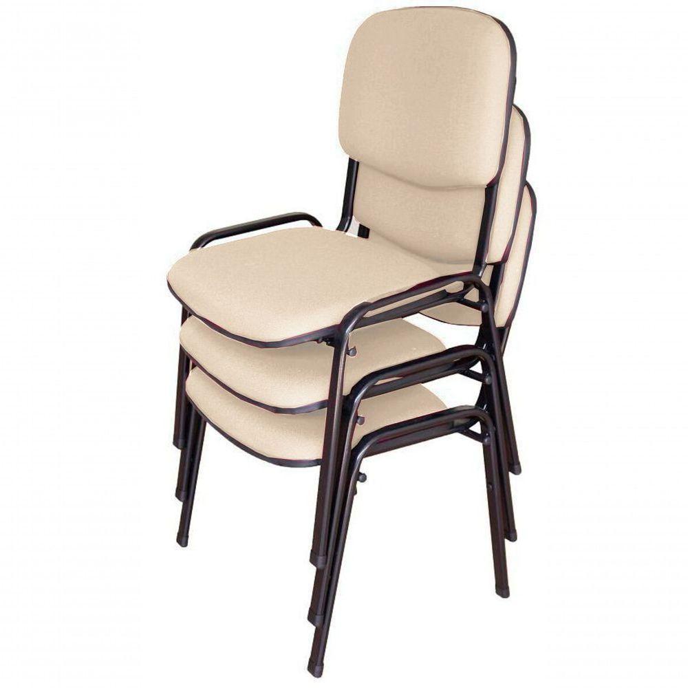 03 Cadeiras Para Auditórios Linha Hotel Auditório Bege - 1
