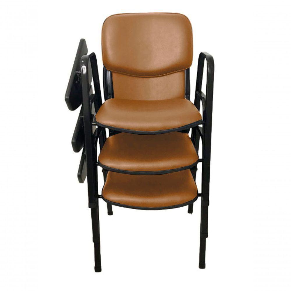 03 Cadeiras Universitárias Linha Hotel Auditório Marrom - 2