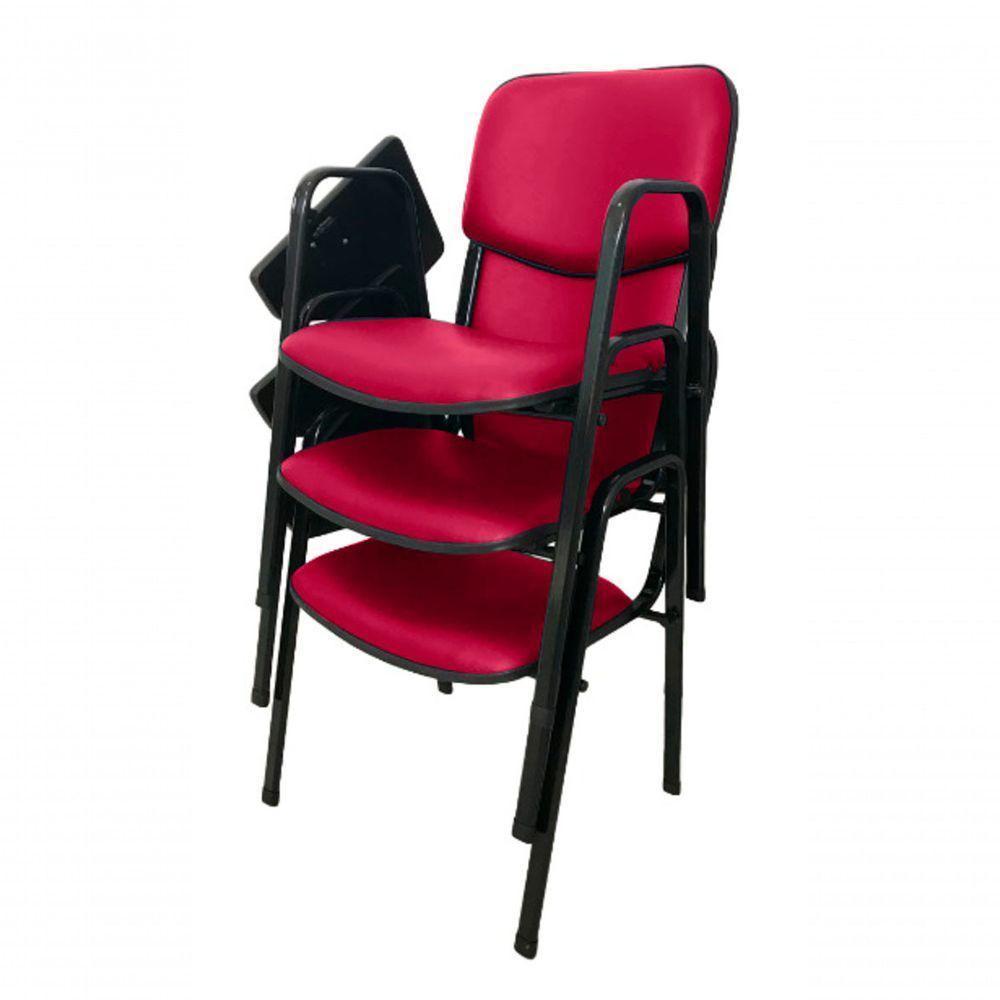 03 Cadeiras Universitárias Linha Hotel Auditório Rosa - 1