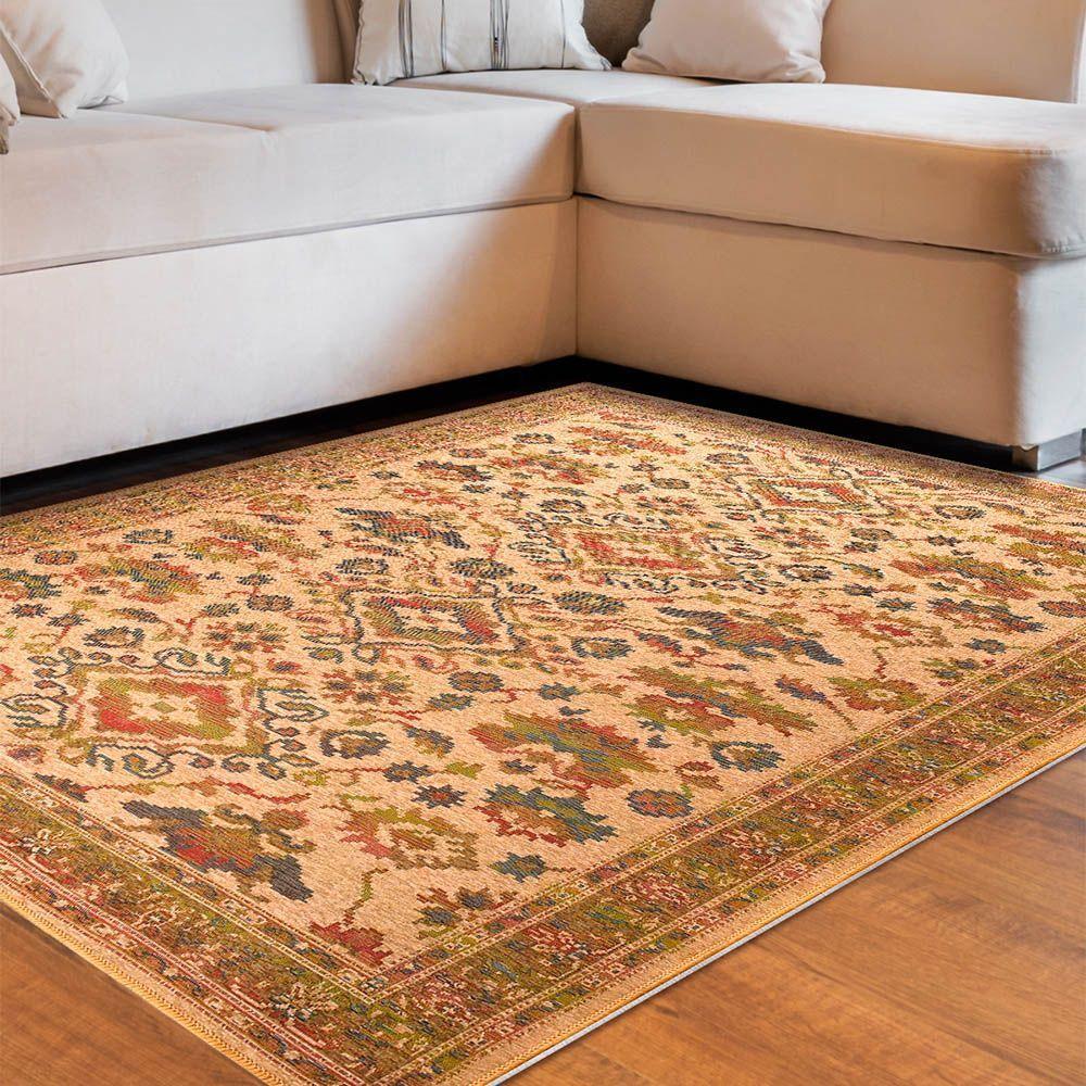 Tapete Sala Quarto Funcional Medalhão 2,00 X 2,50 Titulos Bege-72 - 1