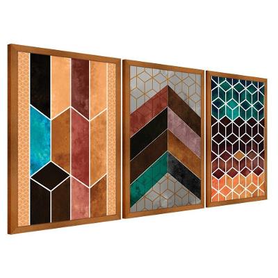 Quadros Chevron Com Moldura Premium 40X60 Kit 3 Peças Título 115-Rm2