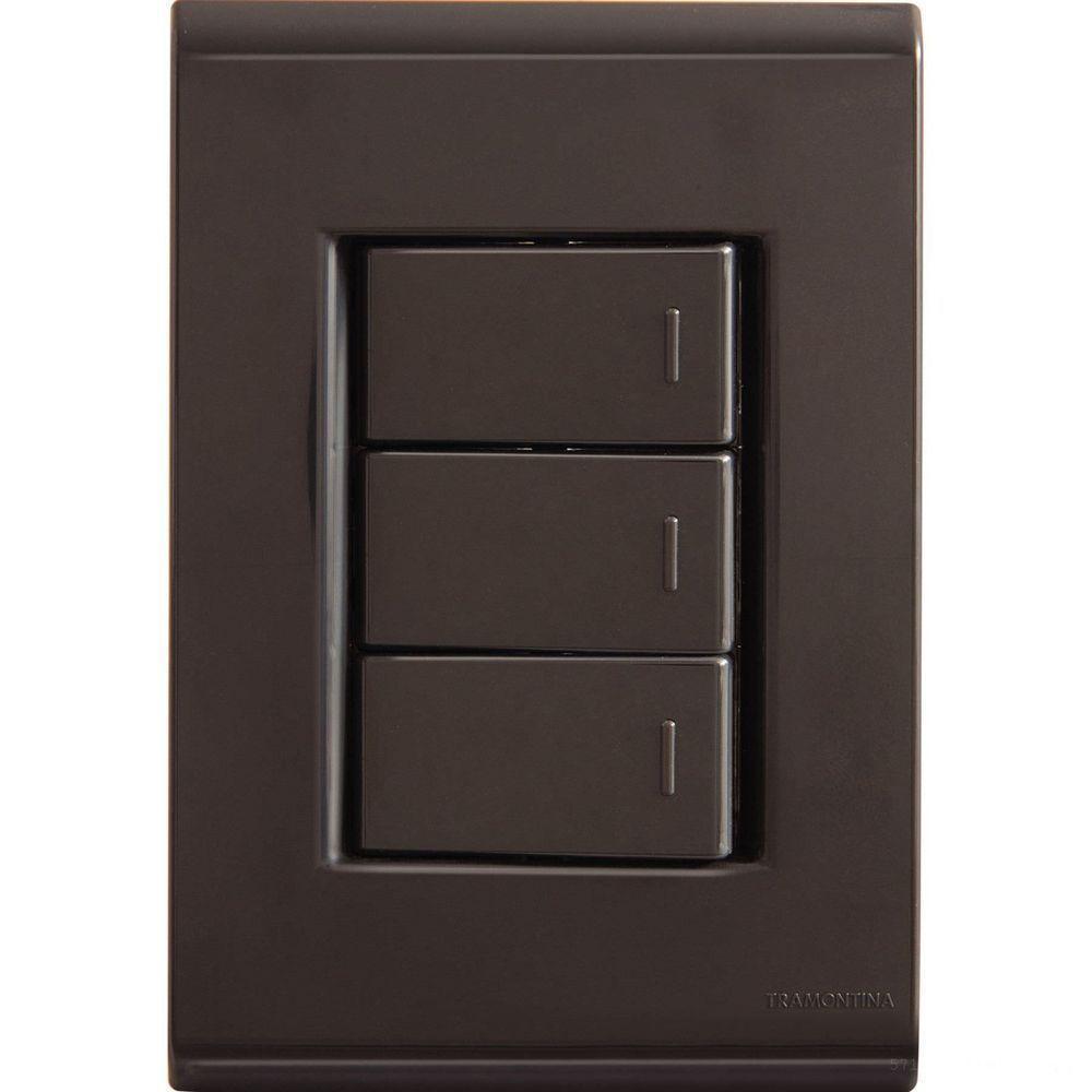 Conjunto 4x2 Com 3 Interruptores Simples 10 A 250 V Tramontina Liz Grafite Tramontina - 1