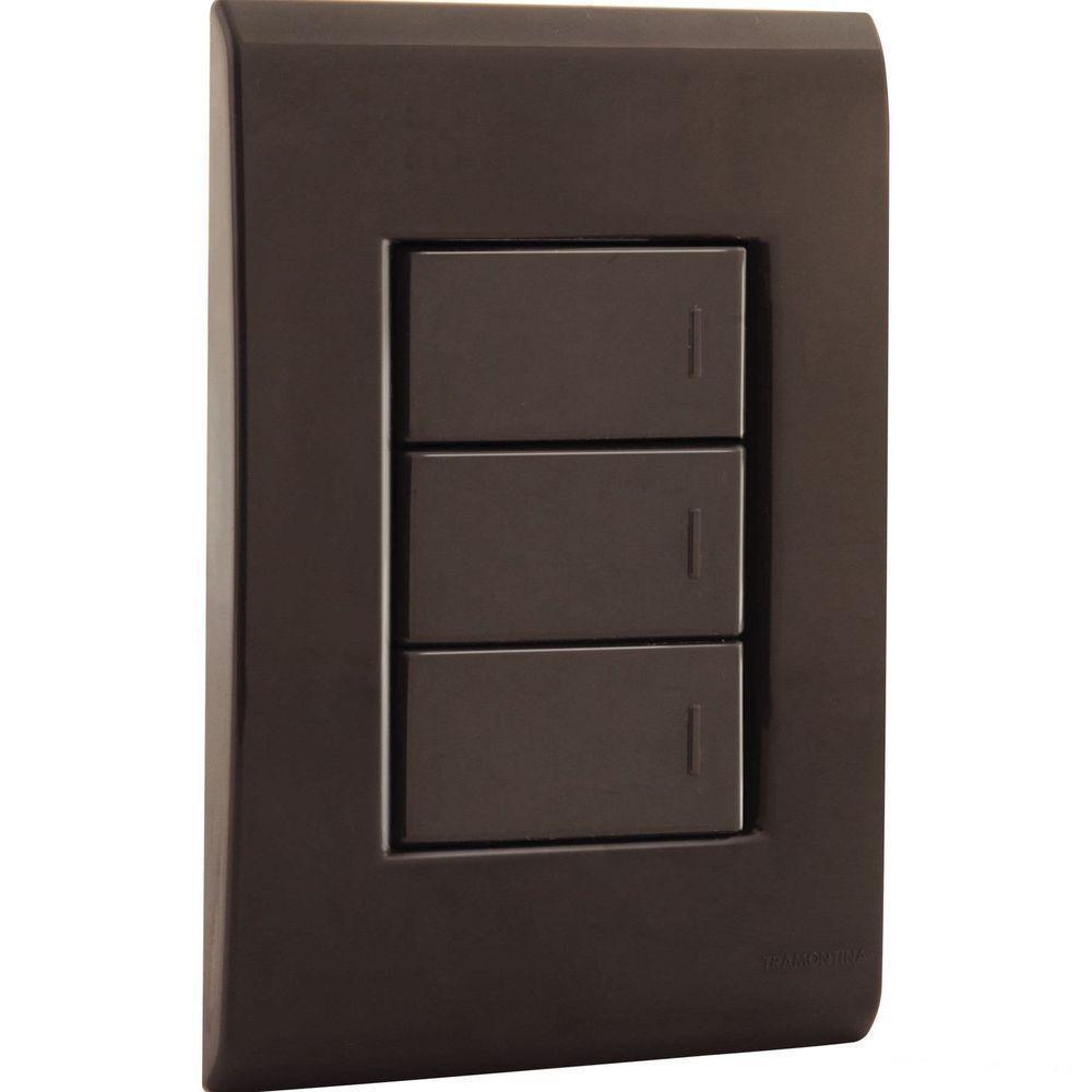 Conjunto 4x2 Com 3 Interruptores Simples 10 A 250 V Tramontina Liz Grafite Tramontina - 2