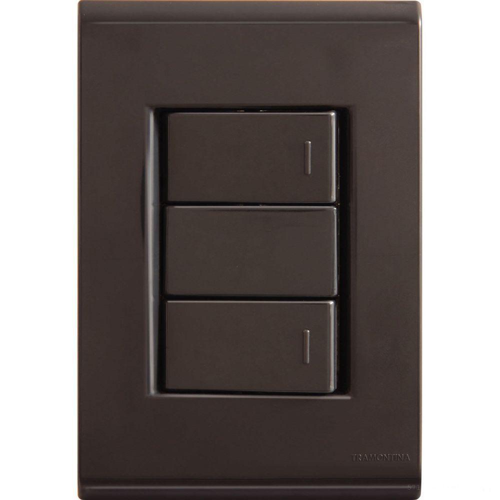 Conjunto 4x2 Com 2 Interruptores Simples 10 A 250 V Tramontina Liz Grafite Tramontina - 1