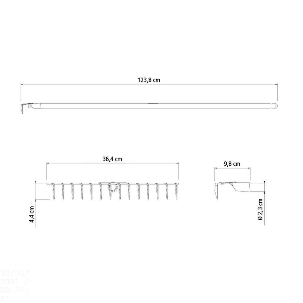 Ancinho Estampado Com 14 Dentes Tramontina Em Aço Com Cabo De Madeira 120 Cm Tramontina - 2
